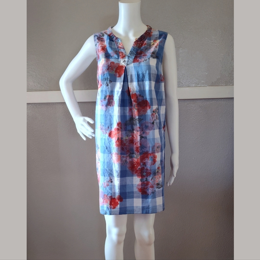 Joules Sleeveless Cotton Linen Tunic Dress Size 12
